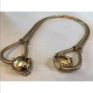 Gold Tone Shiny Buckle Stretch Double Coil Stretch Belt Size S